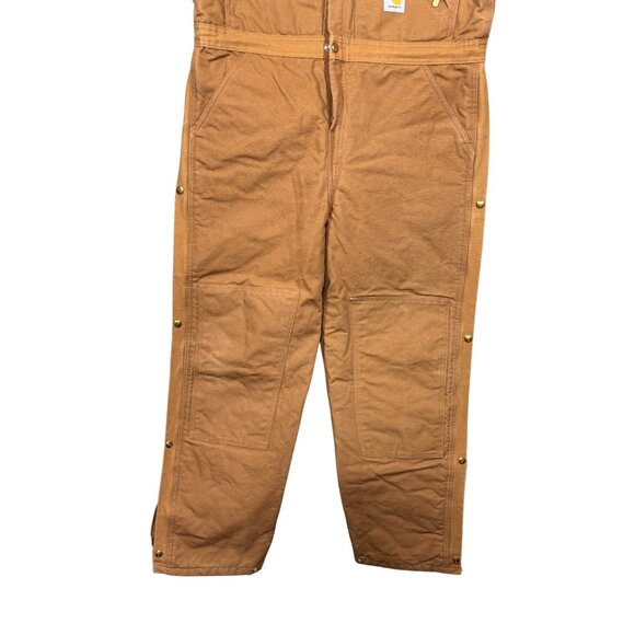 Carhartt Mens R38 Brown‎ Duck Insulated Bib Overalls 36x32 Workwear - Picture 2 of 9